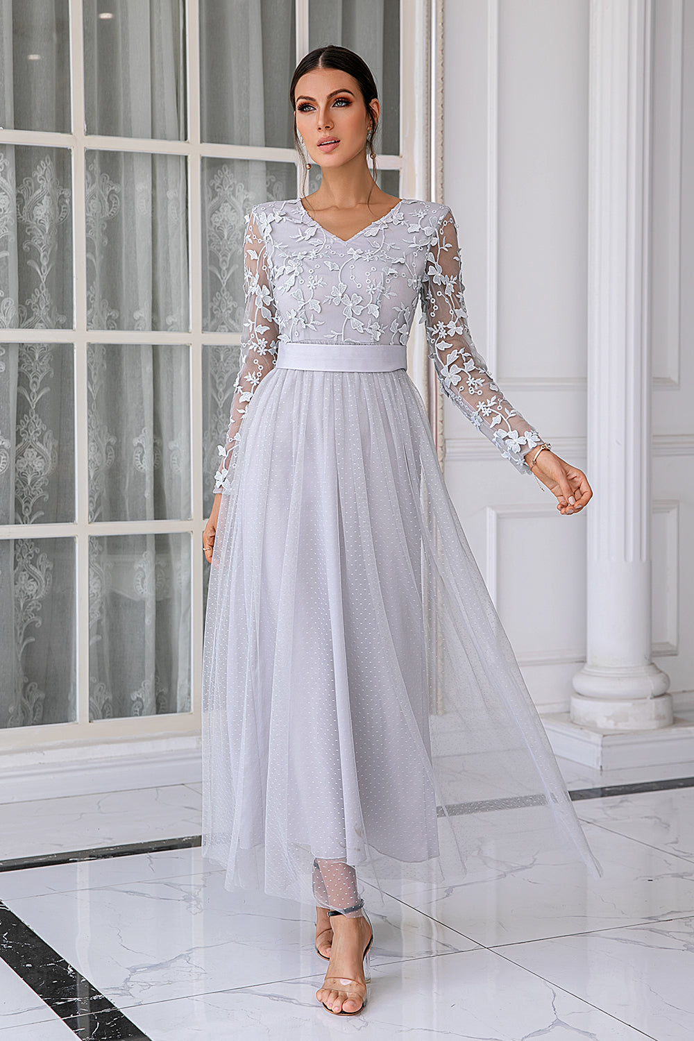 long sleeve mother of the bride dress